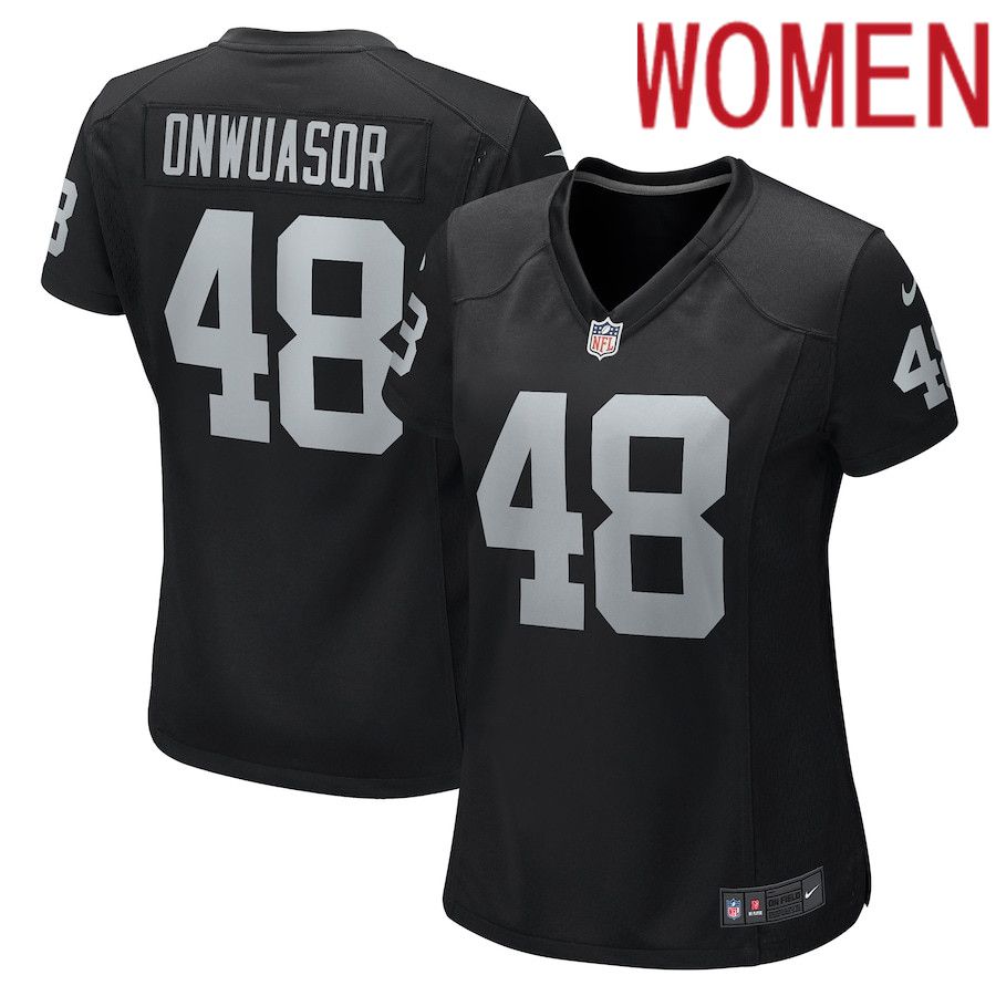 Women Oakland Raiders 48 Patrick Onwuasor Nike Black Game NFL Jersey